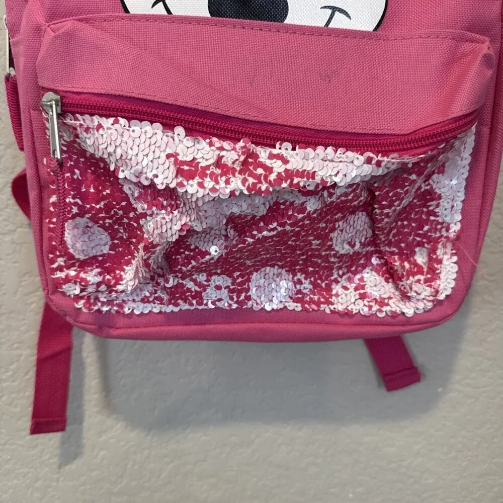 Minnie Mouse BACKPACK Disney Ears Polka Dots Bow Sequins Toddler Pink